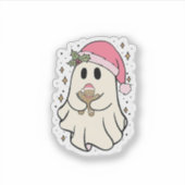 幽霊不気味がジンジャーブレッドのクリスマスを持つ シール (正面)