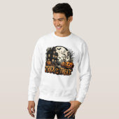 幽霊不気味とカボチャのハロウィーンの夜 スウェットシャツ (正面フル)