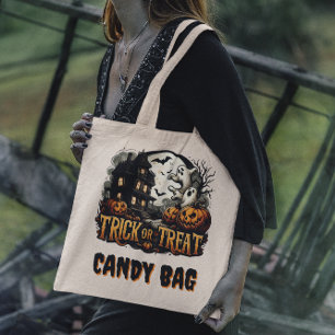 幽霊不気味とカボチャのハロウィーンの夜 トートバッグ