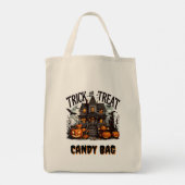 幽霊不気味とカボチャのハロウィーンの夜 トートバッグ (裏面)