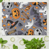 幽霊不気味と不気味なかわいいモンスター キッチンタオル (折り畳み)