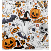 幽霊不気味と不気味なかわいいモンスター シャワーカーテン (正面)