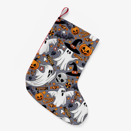 幽霊不気味と不気味なかわいいモンスター スモールクリスマスストッキング (正面 (吊り時))