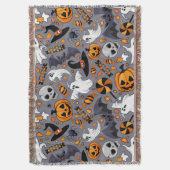 幽霊不気味と不気味なかわいいモンスター スローブランケット (正面縦)