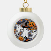 幽霊不気味と不気味なかわいいモンスター セラミックボールオーナメント (正面)
