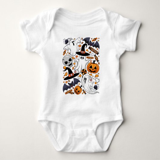 幽霊不気味と不気味なかわいいモンスター ベビーボディスーツ (正面)