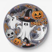 幽霊不気味と不気味なかわいいモンスター ペーパープレート (正面)