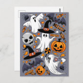 幽霊不気味と不気味なかわいいモンスター ポストカード (正面/裏面)