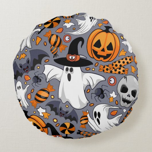 幽霊不気味と不気味なかわいいモンスター ラウンドクッション (裏面)