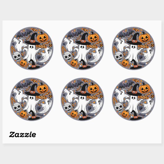 幽霊不気味と不気味なかわいいモンスター ラウンドシール (シート)