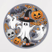 幽霊不気味と不気味なかわいいモンスター ラベル (デザイン2)