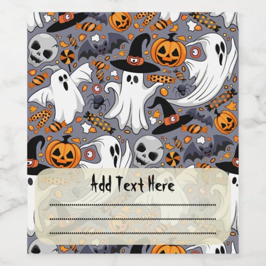 幽霊不気味と不気味なかわいいモンスター ワインラベル (シングルラベル)