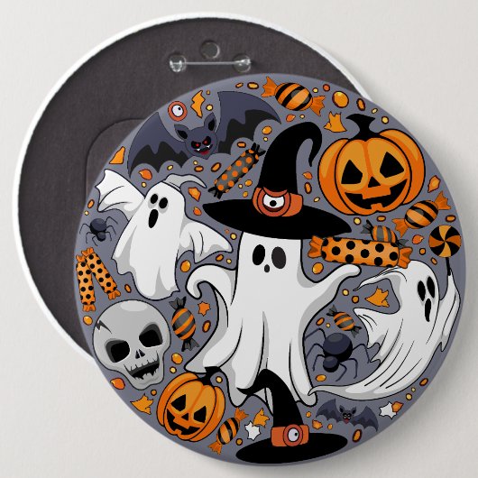 幽霊不気味と不気味なかわいいモンスター 缶バッジ (正面&裏面)