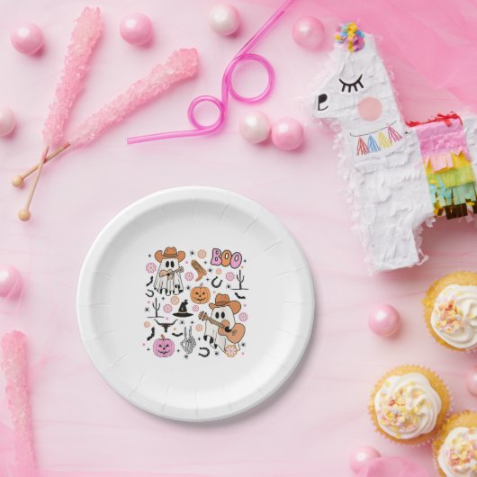 幽霊不気味カウボーイキュートハロウィーンブーウェスタンレー ペーパープレート (パーティー)