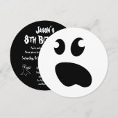 幽霊不気味キッズハロウィーン誕生日パーティー 招待状 (正面/裏面)