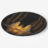 幽霊不気味キャンプファイアーナイトフォレストアート – ハロウィーン ペーパープレート (アングル)