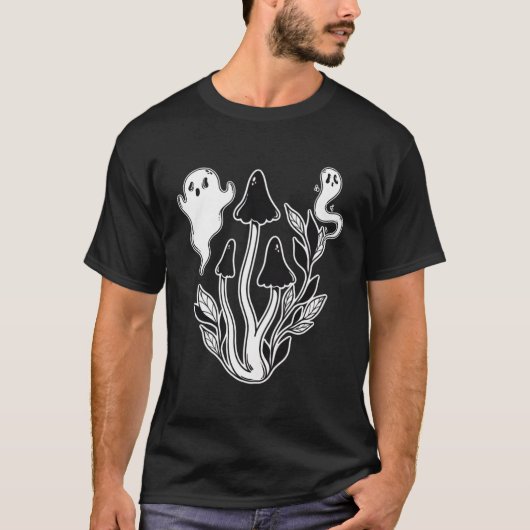 幽霊不気味コテージコアマッシュルーム Tシャツ (正面)