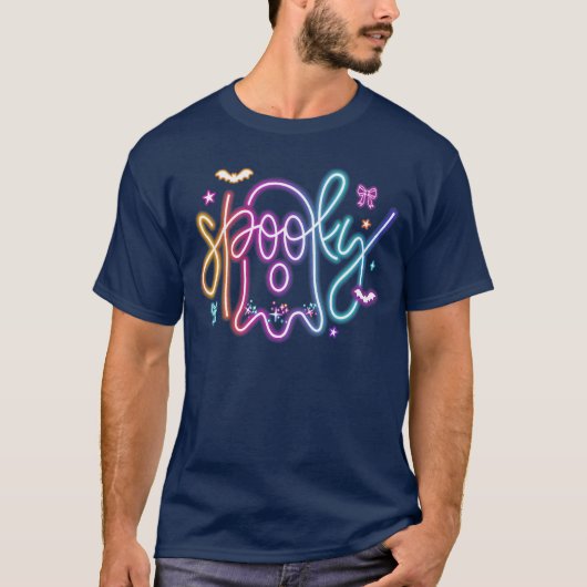 幽霊不気味シーズンコケット弓トリックまたはトリートハ Tシャツ (正面)