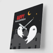 幽霊不気味タウンのハロウィーン漫画 スクエア壁時計 (傾斜)