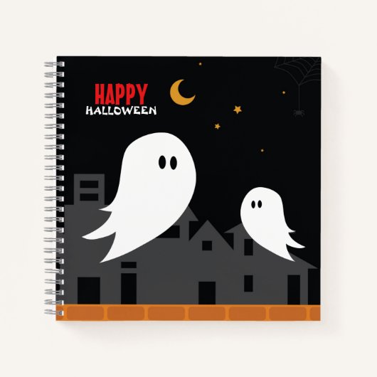 幽霊不気味タウンのハロウィーン漫画 ノートブック (正面)
