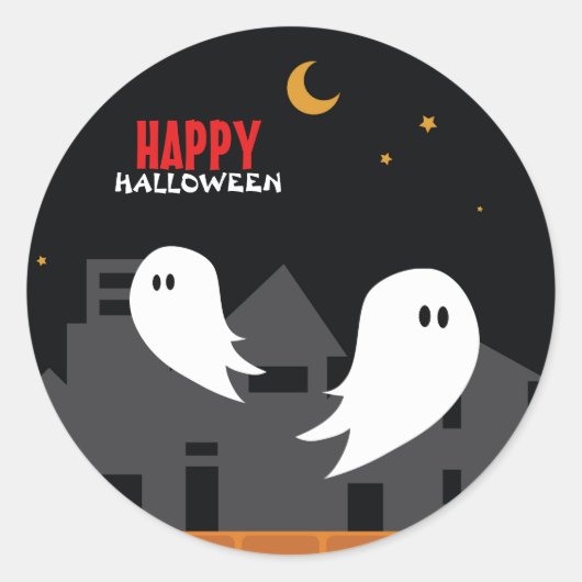 幽霊不気味タウンのハロウィーン漫画 ラウンドシール (正面)