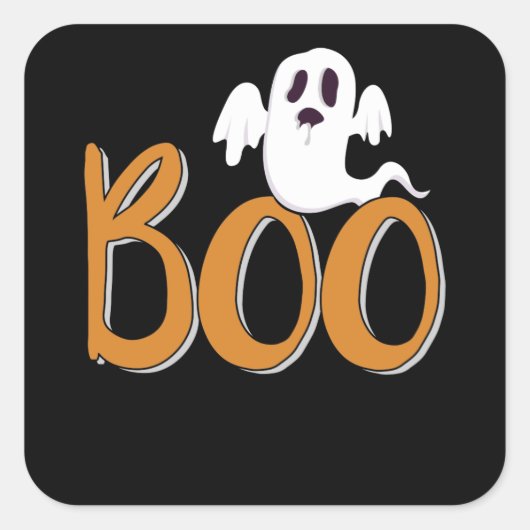 幽霊不気味ハロウィンのトリックまたは治療でブー スクエアシール (正面)