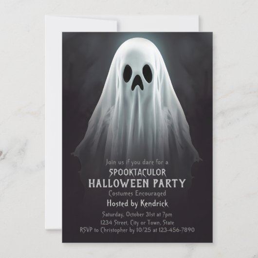 幽霊不気味ハロウィーンの衣装パーティー 招待状 (正面)