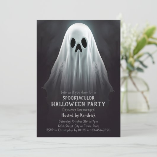 幽霊不気味ハロウィーンの衣装パーティー 招待状 (スタンド正面)