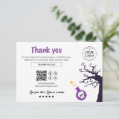 幽霊不気味ハロウィーンスモールビジネス有難う サンキューカード (スタンド正面)