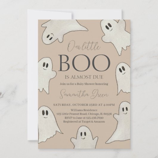 幽霊不気味ハロウィーンベイビーシャワー 招待状 (正面)