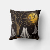 幽霊不気味ハロウィーン夜月の木 クッション (裏面)