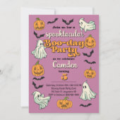 幽霊不気味ハロウィーン秋誕生日パーティー 招待状 (正面)