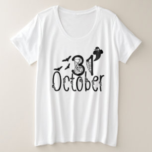幽霊不気味ハロウィーン31年10月 プラスサイズTシャツ