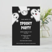 幽霊不気味ハローウィンパーティ白黒 招待状 (スタンド正面)