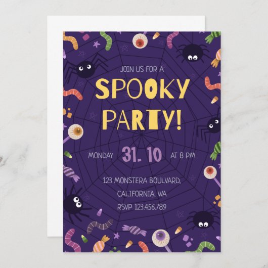 幽霊不気味パンプキンハローウィンパーティ招待状 招待状 (正面/裏面)