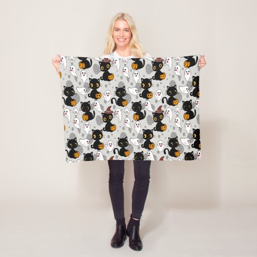 幽霊不気味パンプキンポーズ フリースブランケット (インサイチュ)