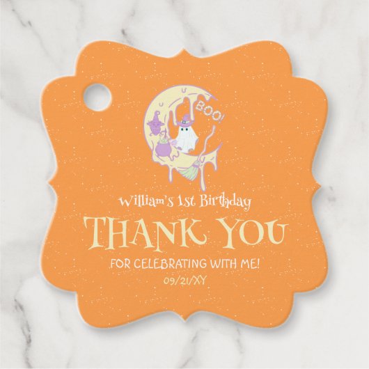 幽霊不気味ムーンワンボーイハロウィーン1歳の誕生日 フェイバータグ (正面)