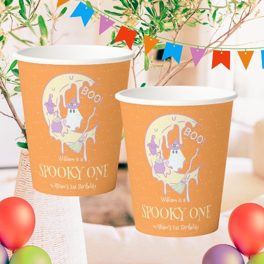 幽霊不気味ムーンワンボーイハロウィーン1歳の誕生日 紙コップ