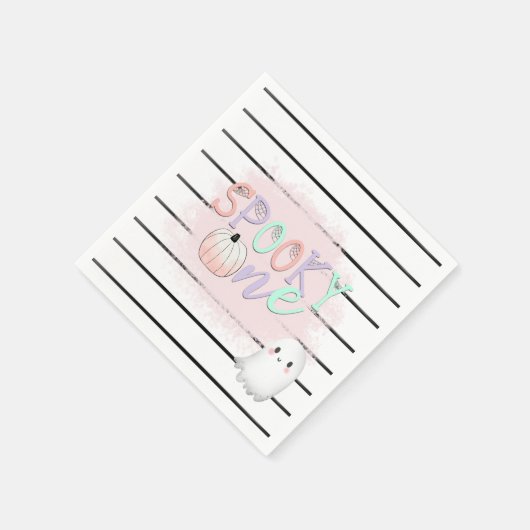 幽霊不気味ワンパステルピンクハロウィーン誕生日 スタンダードカクテルナプキン (角)