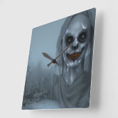 幽霊不気味不気味幽霊 スクエア壁時計 (傾斜)