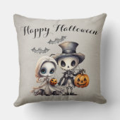 幽霊不気味人形とスケルトンのハロウィーン クッション (裏面)