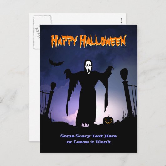 幽霊不気味墓地カボチャハローウィンパーティ シーズンポストカード (正面/裏面)