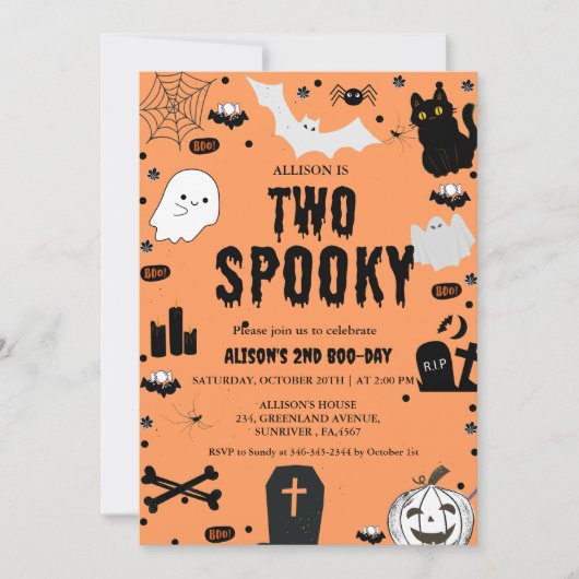 幽霊不気味2ハロウィン2回目の誕生日パーティー 招待状 (正面)