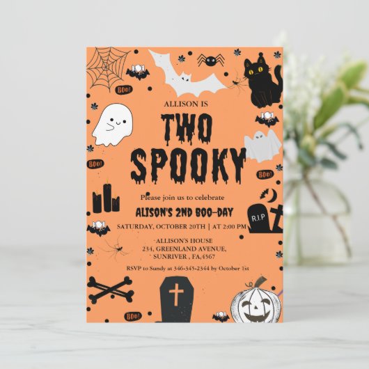 幽霊不気味2ハロウィン2回目の誕生日パーティー 招待状 (スタンド正面)