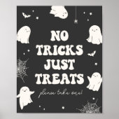 幽霊不気味No Tricks Just Treates Halloween Sign ポスター (正面)