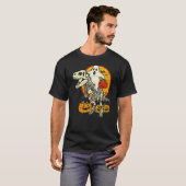 幽霊乗馬スカル恐竜ハロウィンスケルトンレックス Tシャツ (正面フル)