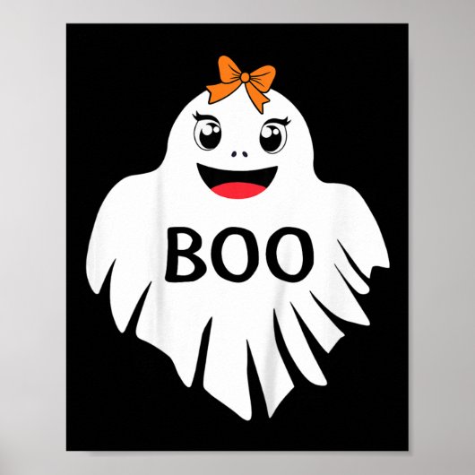 幽霊付きボウボーガールズハロウィーンTシャツ ポスター (正面)