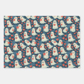 幽霊保持ハートバレンタインデー ラッピングペーパーシート (正面3)