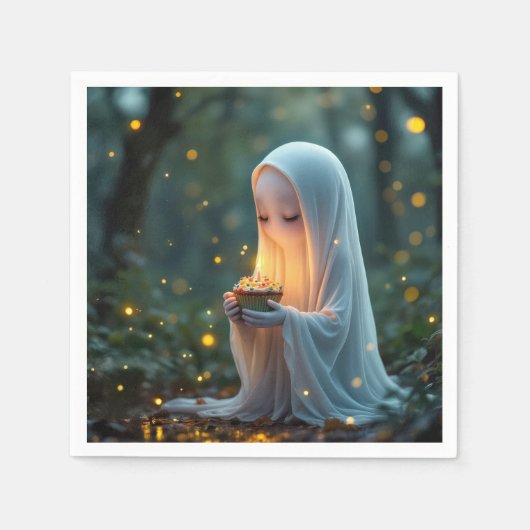 幽霊入り誕生日 スタンダードカクテルナプキン (正面)