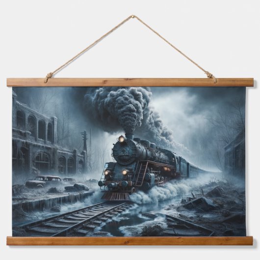 幽霊列車が廃都を抜ける 吊り下げ型タペストリー (正面)